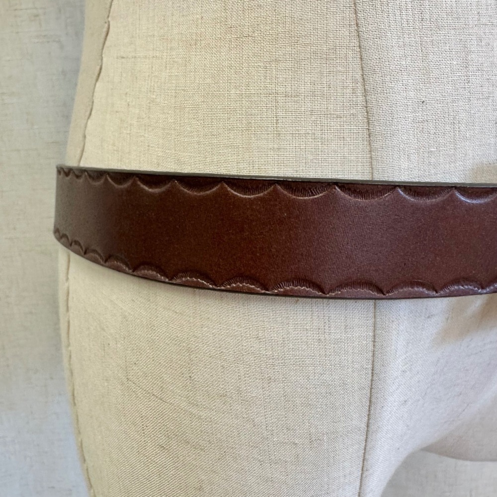 Western‎ Boho Turquoise Flower Buckle Brown Genuine Leather Belt XL - Picture 7 of 13